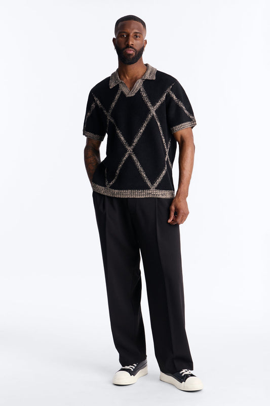 Men's Argyle Knit Polo Shirt — Short Sleeve | Yvezi — 2