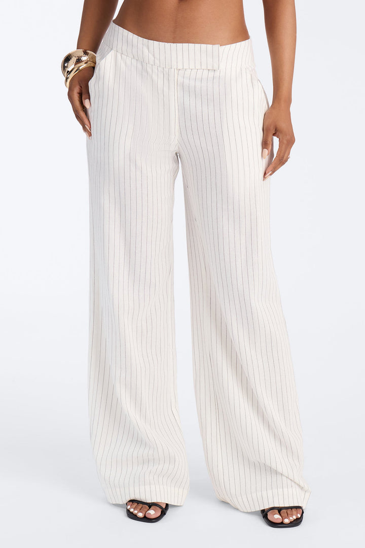 Women's Pinstripe Wide Leg Pants | Yvezi — 2