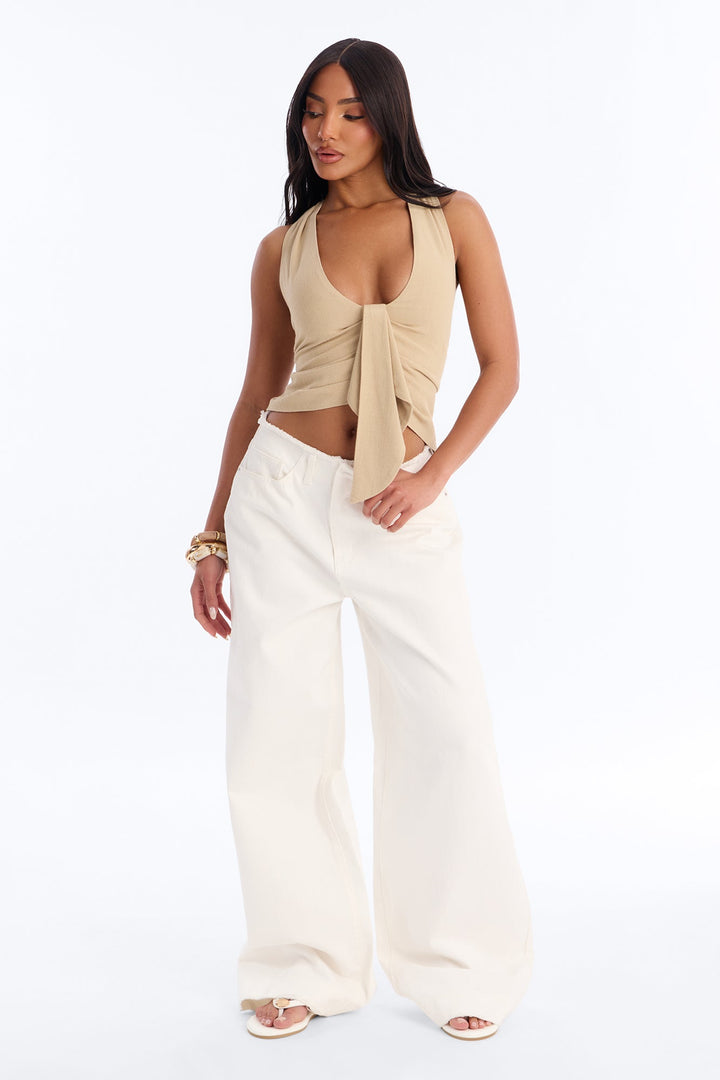 Women's Pleated Linen Top | Yvezi — 2