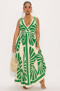 Women's Linen Maxi Dress — Sleeveless, Pleated | Yvezi — 1