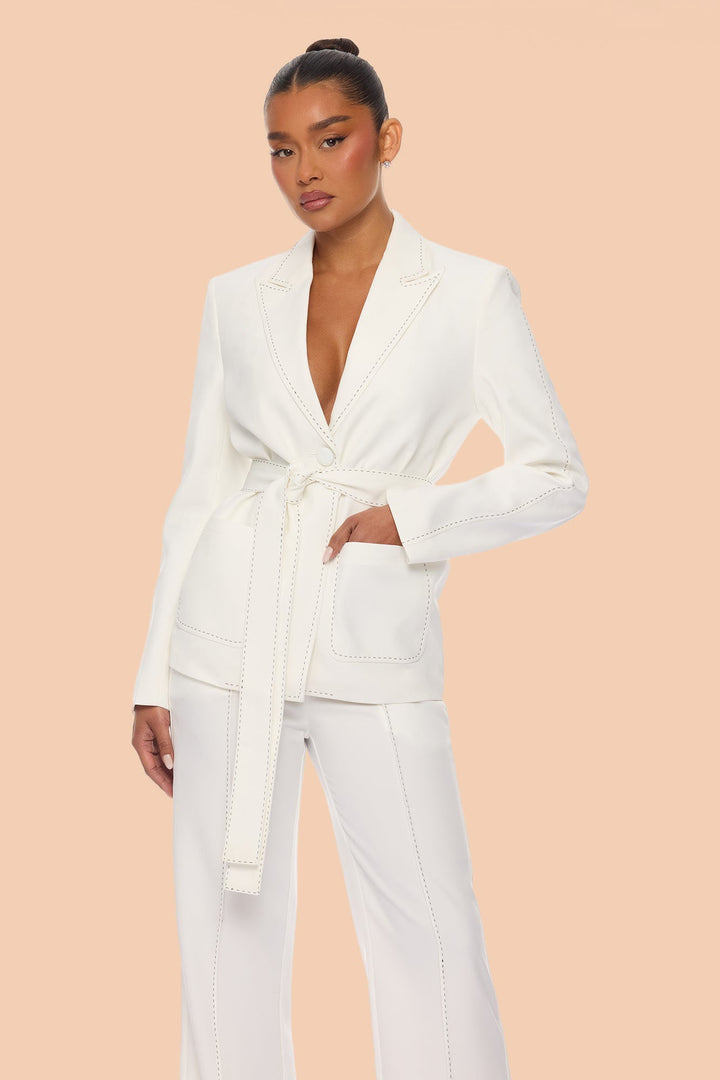 Women's Matching Pants Set — Long Sleeve, Collared | Yvezi — 2