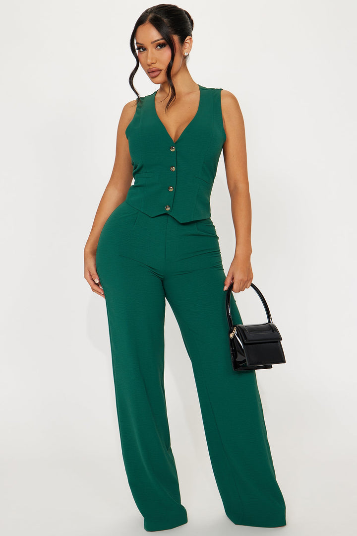 Women's Matching Pants Set — Button Front, Wide Leg | Yvezi — 1