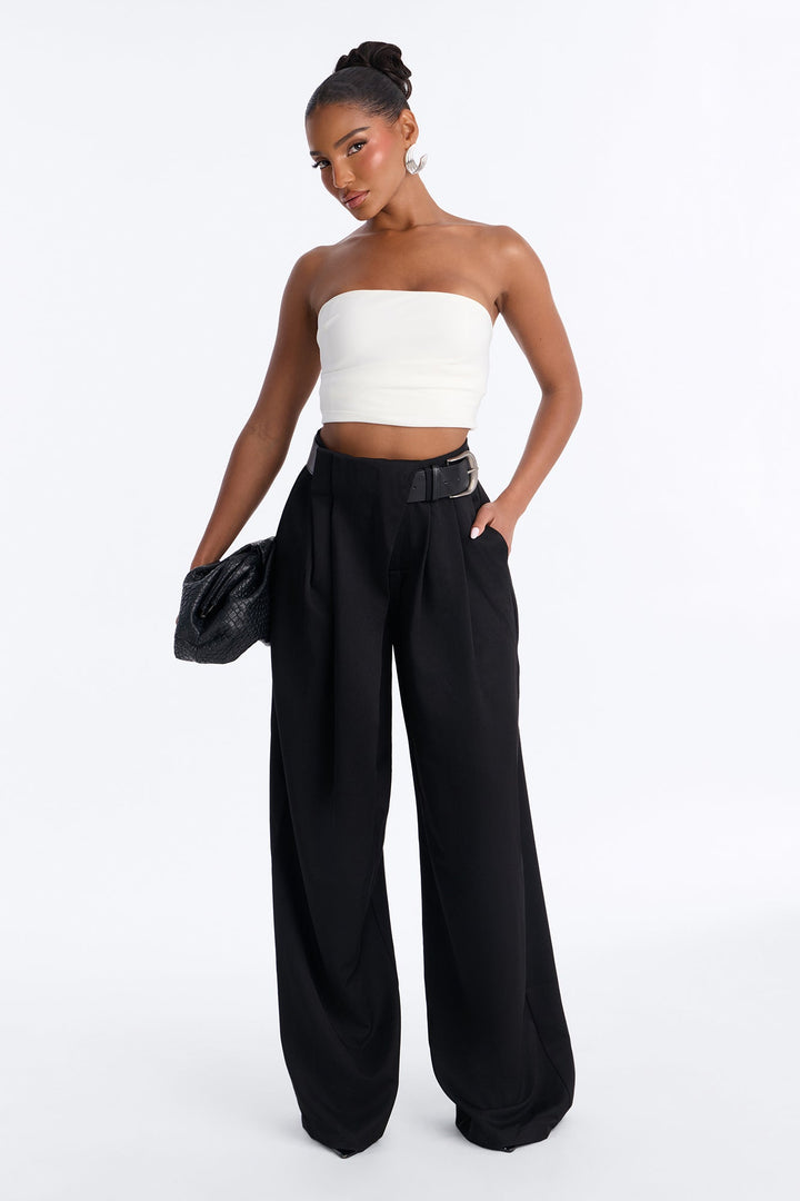 Women's High-Waisted Wide Leg Pants — Pleated | Yvezi — 1