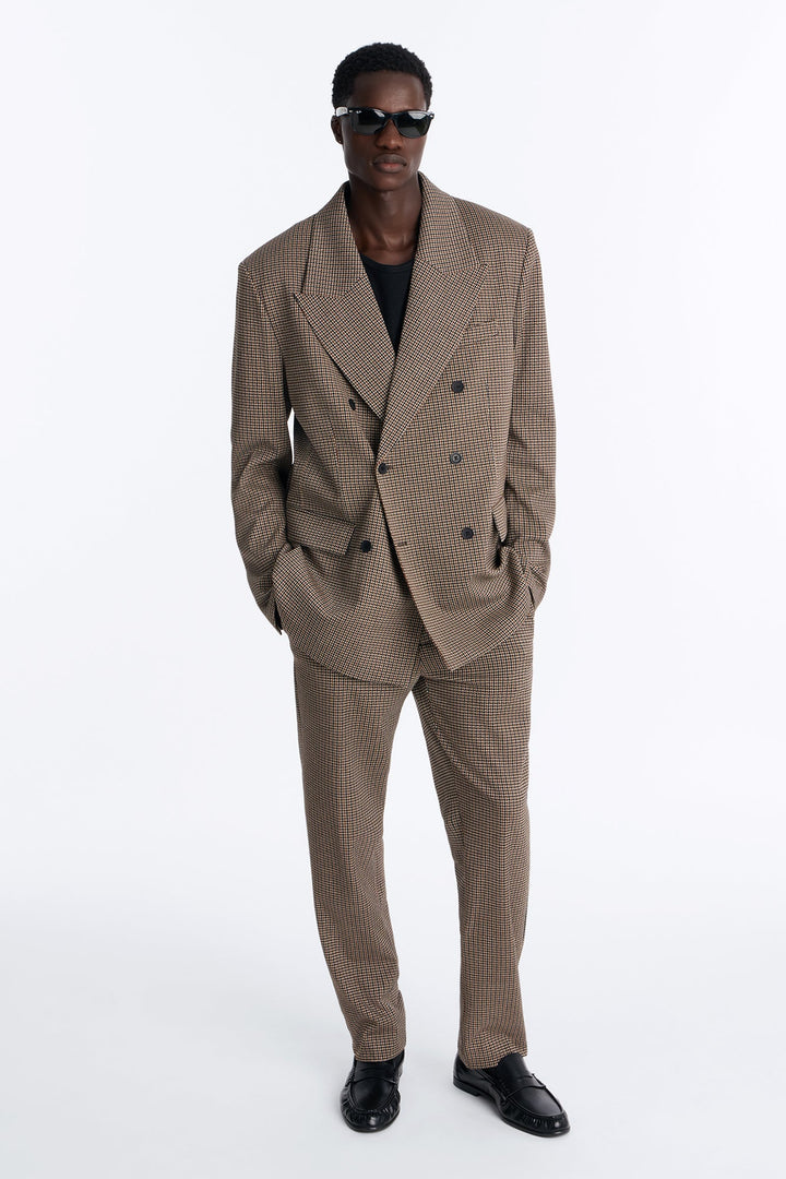 Men's Houndstooth Double-Breasted Blazer — Long Sleeve | Yvezi — 1