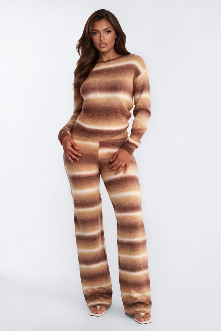 Women's Striped Matching Pants Set — Wide Leg | Yvezi — 1