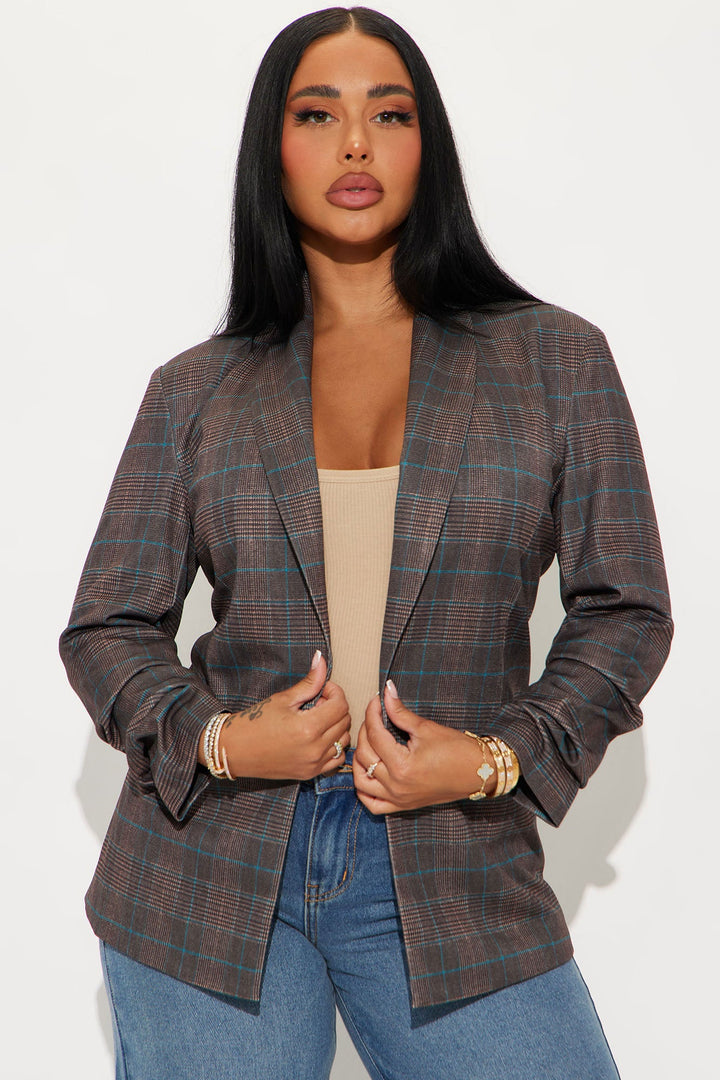 Women's Check Blazer — Long Sleeve | Yvezi — 1