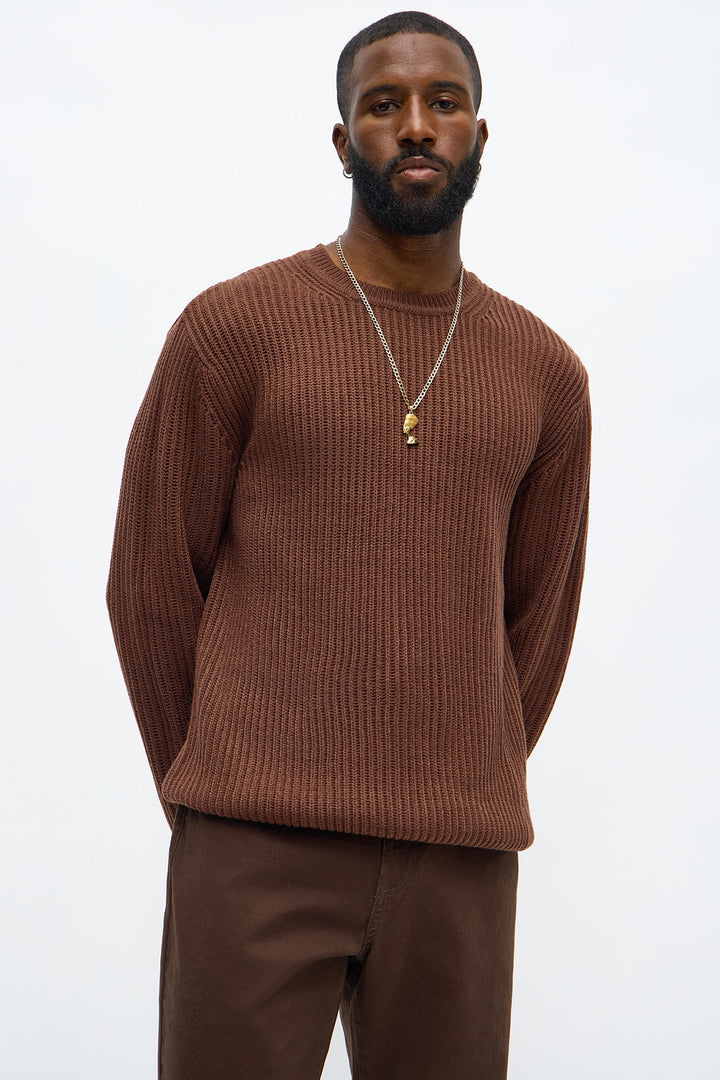 Men's Ribbed Knit Sweater — Long Sleeve, Crew Neck | Yvezi — 1