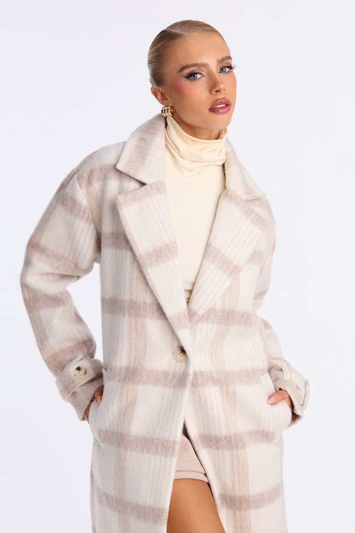 Women's Check Coat — Long Sleeve | Yvezi — 2