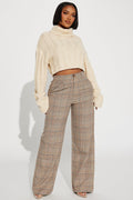 Women's Check Wide Leg Pants | Yvezi — 1