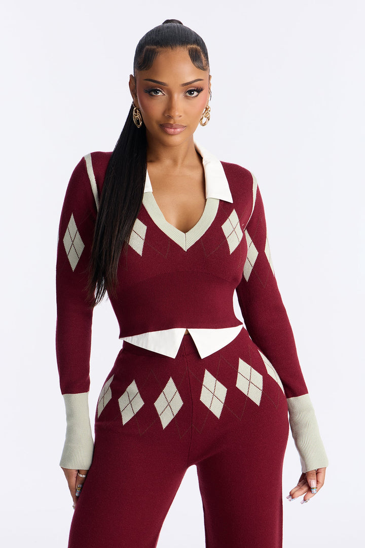 Women's Check Matching Pants Set — Long Sleeve | Yvezi — 2