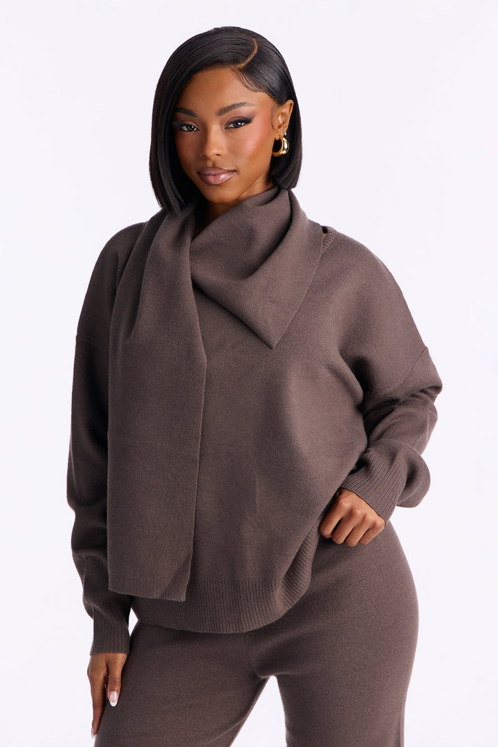 Women's Knit Matching Pants Set — Long Sleeve, Wide Leg | Yvezi — 2