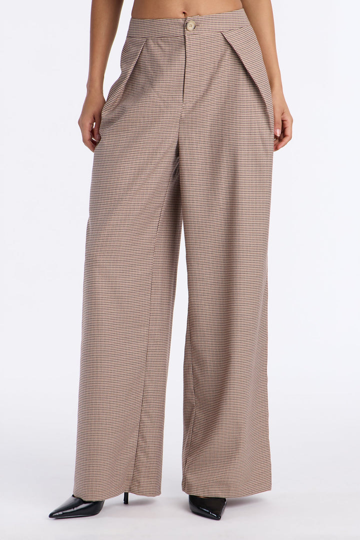 Women's Houndstooth Wide Leg Pants | Yvezi — 2