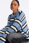 Women's Striped Sweater — Long Sleeve, Crew Neck | Yvezi — 1