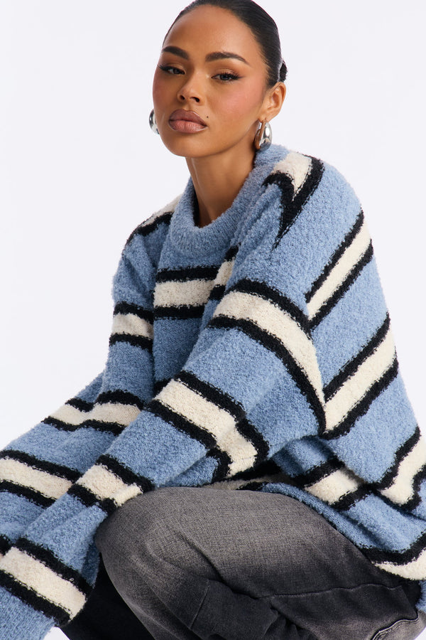 Women's Striped Sweater — Long Sleeve, Crew Neck | Yvezi — 1