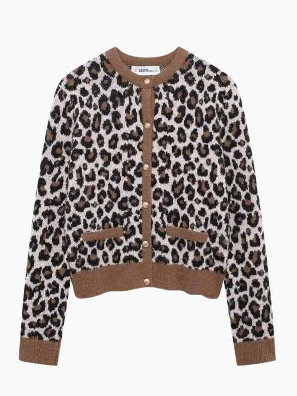 Women's Leopard Print Knit Cardigan | Button Front — view 1
