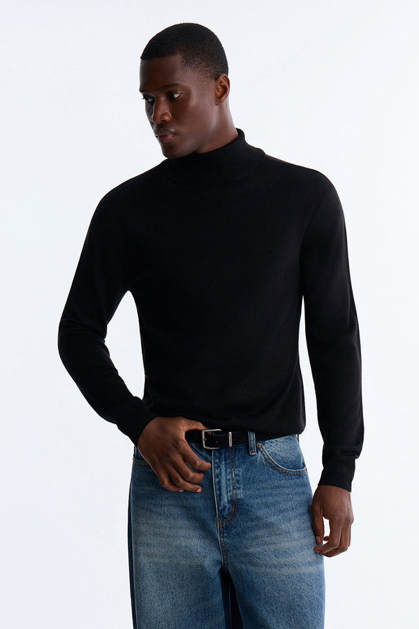 Men's Knit Turtleneck Sweater — Long Sleeve, Ribbed | Yvezi — 1