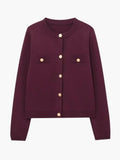 Women's Structured Knit Cardigan with Gold Buttons — view 1