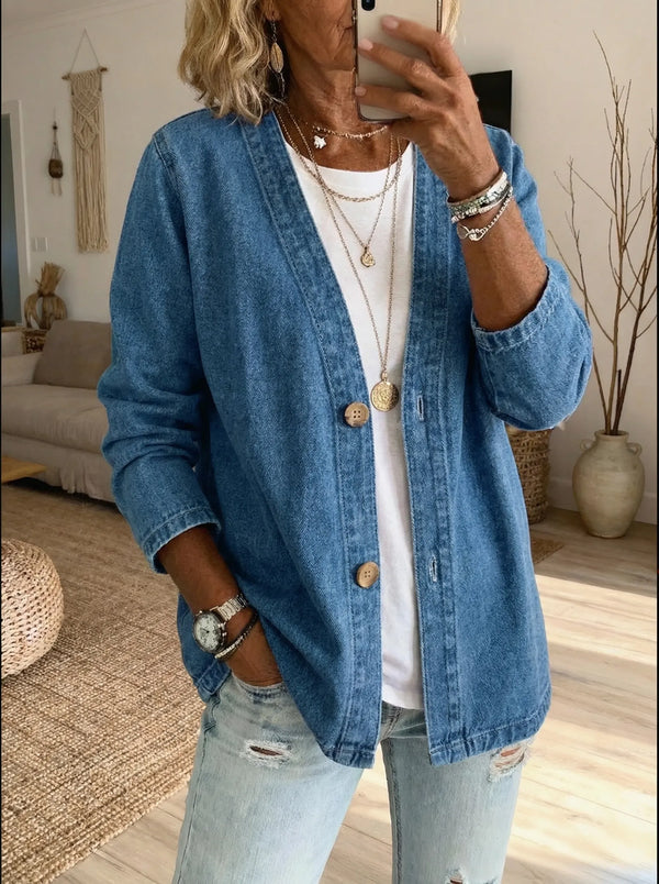 Mavis | Women's Crew Neck Button-Front Knit Cardigan — view 1