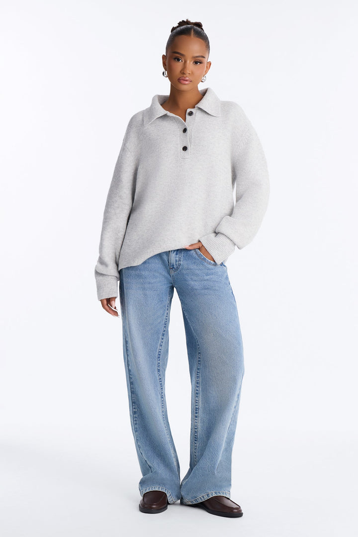 Women's Knit Polo Sweater — Collared | Yvezi — 2