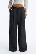 Women's Tweed Belted Pants — Wide Leg | Yvezi — 1