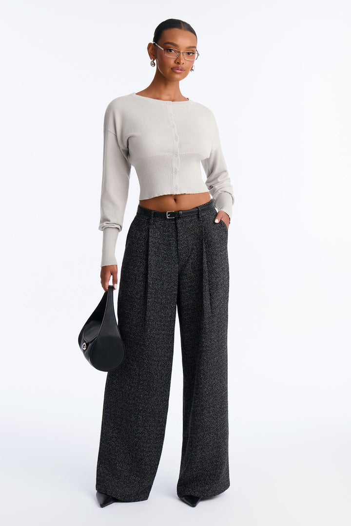 Women's Tweed Belted Pants — Wide Leg | Yvezi — 2