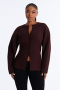 Women's Knit Cardigan — Long Sleeve, Crew Neck | Yvezi — 1