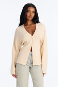 Women's Knit Sweater — Long Sleeve, V Neck | Yvezi — 1