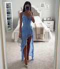 Women's Ruffle Wrap Christmas Party High-Low Maxi Dress — view 1