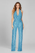 Sidonie | Women's Sequin Halter Wide-Leg Jumpsuit – Christmas Party & Evening — view 1