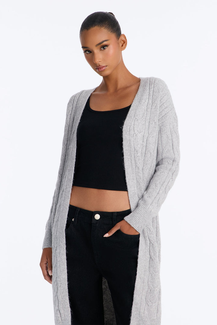 Women's Cable Knit Long Sleeve Cardigan | Yvezi — 2