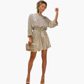 Juliette | Women's Rhinestone Belted Christmas Party Cocktail Dress — view 1