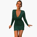 Briony | Women's Sparkling Sequin V-Neck Christmas Party Mini Dress — view 1