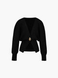 Women's Fitted Knit Cardigan with Statement Button — view 1
