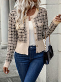 Elo | Women's Cropped Houndstooth Knit Cardigan — view 1