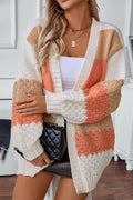 Marlo | Women's Striped Colour Block Knit Cardigan — view 1