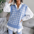 Romilly | Women's Houndstooth V-Neck Knitted Vest — view 1