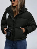 Women's Short Stand Collar Zip-Up Puffer Winter Jacket — view 1