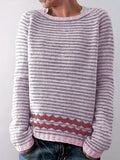 Calvara | Women's Striped Pullover Knit Sweater — view 1