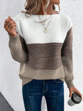 Casmira | Women's Colour Block Boat Neck Relaxed Fit Jumper — view 1