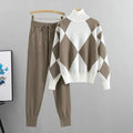 Freyja | Women's Geometric High-Neck Sweater & Tapered Trouser Set — view 1