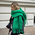 Arabella | Women's Long Fringe Winter Cotton Scarf with Tassels — view 1