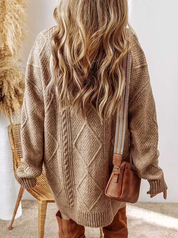 Women's Oversized Cable Knit Mini Jumper Dress | Winter — view 1