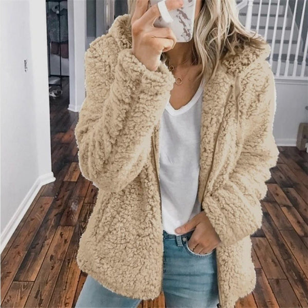 Maelis | Women's Oversized Hooded Textured Fleece Jacket — view 1