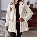 Henrietta | Teddy Coat with Cable Texture and Wide Collar — view 1