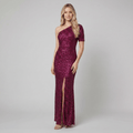 Women's Red Sequin One-Shoulder Christmas Party Maxi Dress — view 1