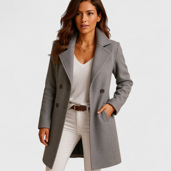 Women's Longline Tailored Notch Lapel Button Front Coat — view 1