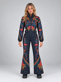 Liesl | Women's Floral Ski Jumpsuit with Stand Collar – Slim-Fit One-Piece — view 1