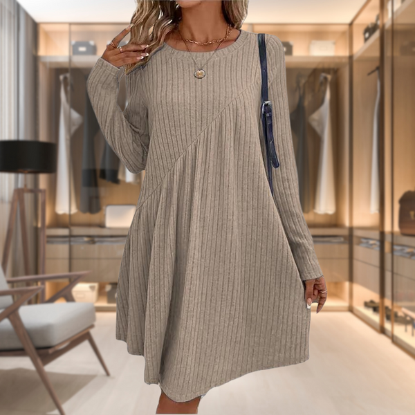 Islay | Women's Ribbed Knit A-Line Midi Dress — view 1