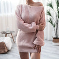Rosalie | Women's Off-Shoulder Batwing Knitted Mini Dress — view 1