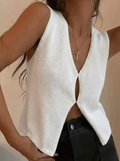 Lowenne | Women's Ribbed V-Neck Knitted Vest — view 1